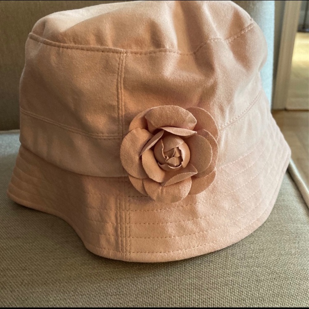 NWT: Pink suede bucket hat